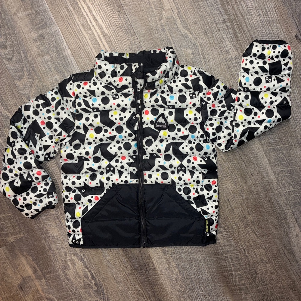 Burton Kids Winter Bomber Jacket, Black and White Pattern - size 5